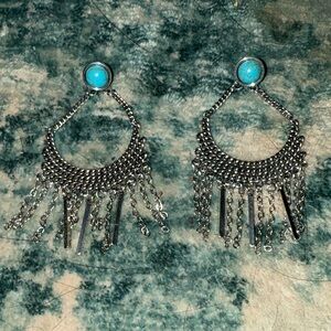 Silver and Turquoise Dangle Earrings